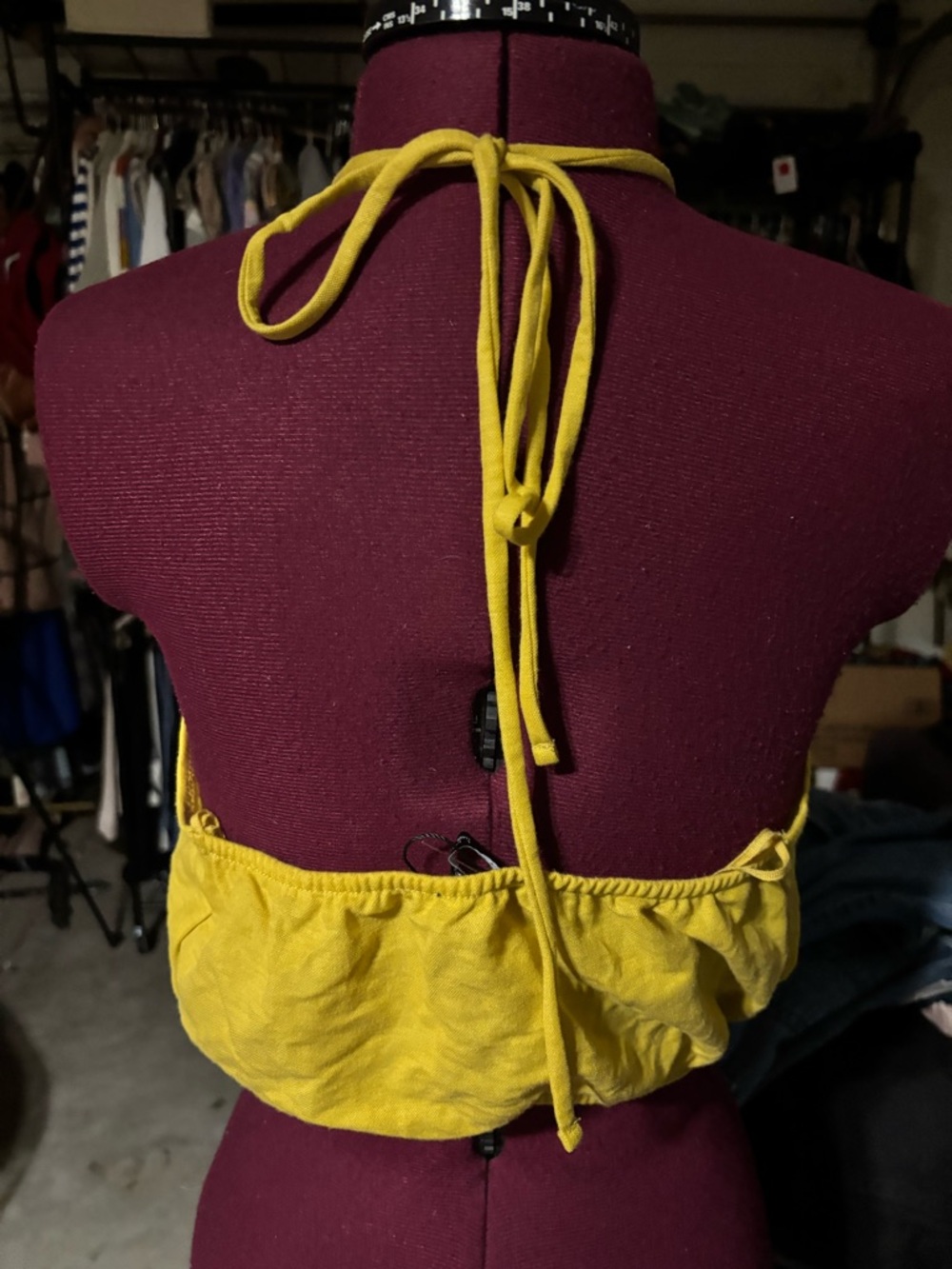 🍾NWOT Zara Sleeveless Halter Crop Top in Mustard Yellow, Size L - Picture 5 of 5